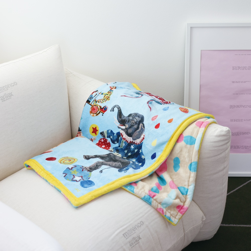 Nathalie Lete Double layer Blanket Cats-Mint green | 8000000works